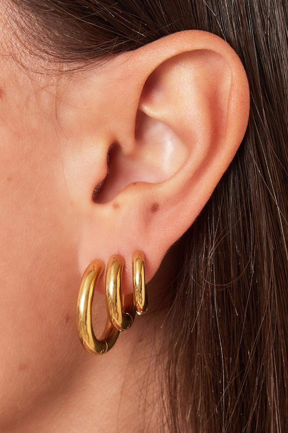 Basic creoles earrings - medium Gold Stainless Steel h5 Picture3